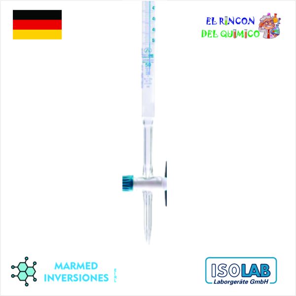 BURETA DE VIDRIO LLAVE DE TEFLON DE 50 ML COD 017.02.050 ISOLAB