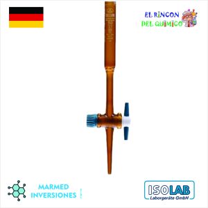 BURETA DE VIDRIO LLAVE DE TEFLON AMBAR DE 10 ML COD 018.01.010 ISOLAB