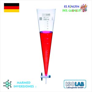 CONO IMHOFF DE VIDRIO CON LLAVE DE 1000 ML COD 043.20.002 ISOLAB