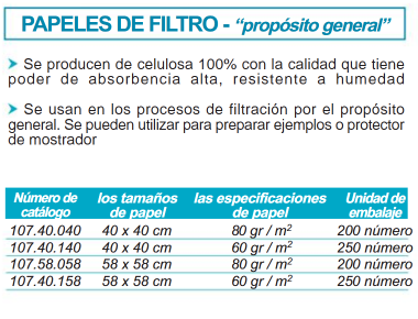 PAPEL FILTRO EN PLIEGO LENTO DE 58 X 58 CM COD 107.58.058 ISOLAB