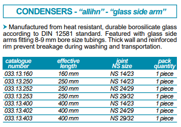 REFRIGERANTE EN BOLAS (ALLIHN) ESMERILADO NS 29/32 DE 250 MM COD 033.13.253 ISOLAB