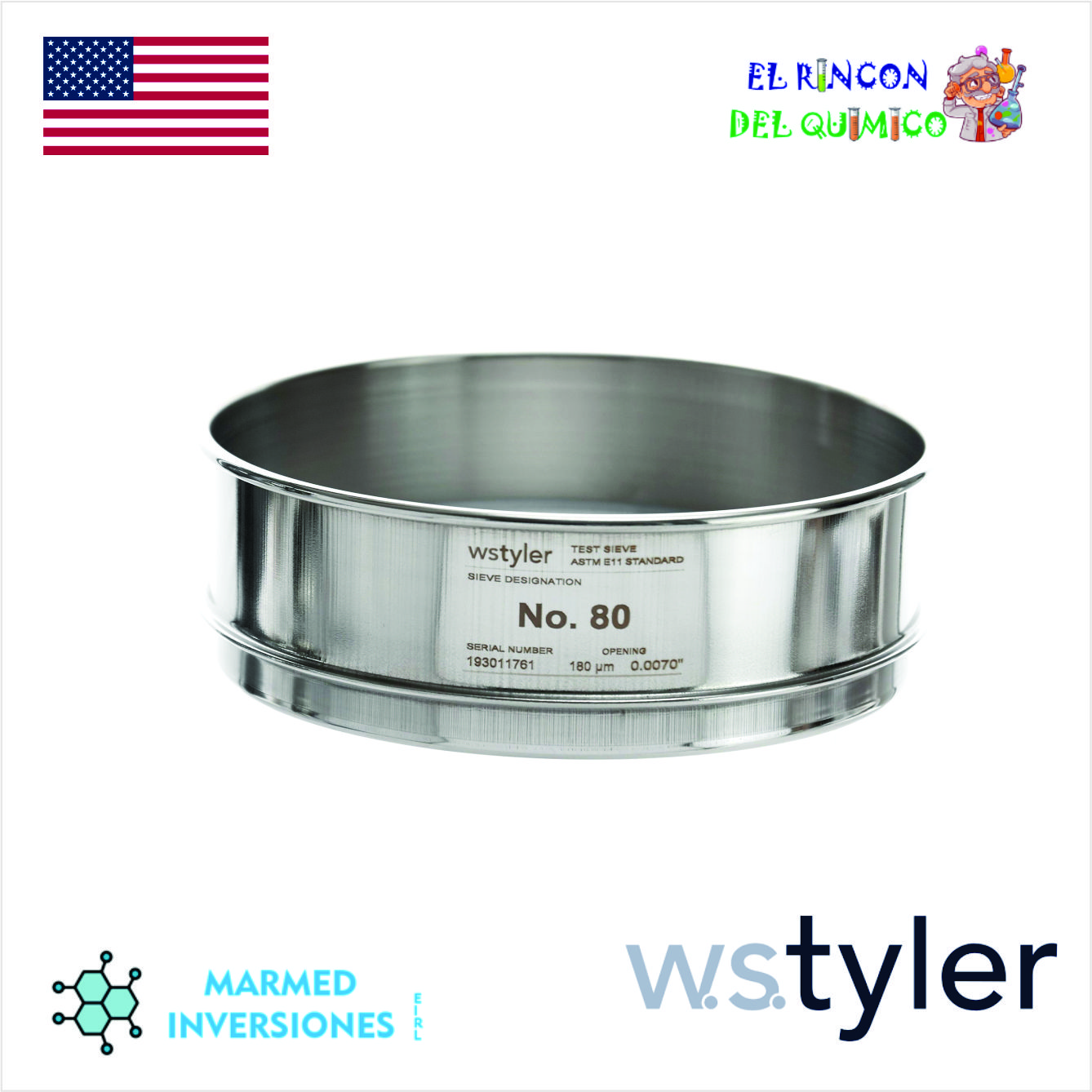 TAMIZ DE ACERO DE 8” MALLA NRO 80 COD WST.80 TYLER