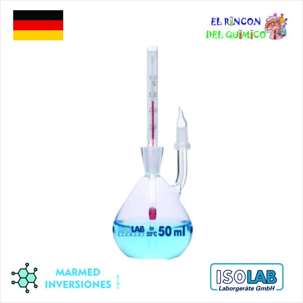 PICNOMETRO DE VIDRIO CON TERMOMETRO DE 50 ML 023.03.050 ISOLAB