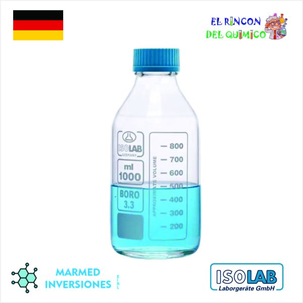 FRASCO DE VIDRIO AUTOCLAVABLE BORO 3.3 DE 1000 ML COD 061.01.901 ISOLAB