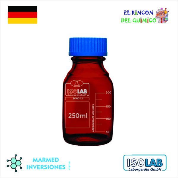 FRASCO DE VIDRIO AUTOCLAVABLE AMBAR BORO 3.3 DE 100 ML COD 061.02.100 ISOLAB