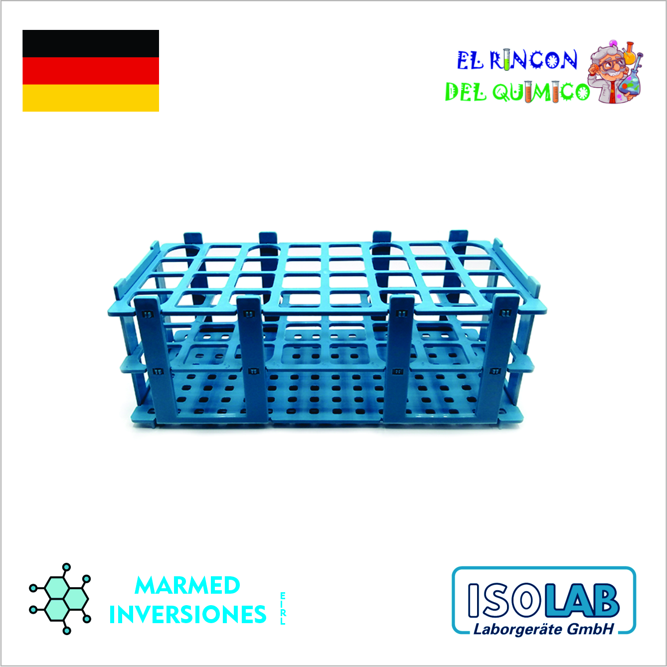 GRADILLA DE PLASTICO AUTOCLAVABLE TUBOS 30MM (21 HOYOS) COD 079.01.006B ISOLAB