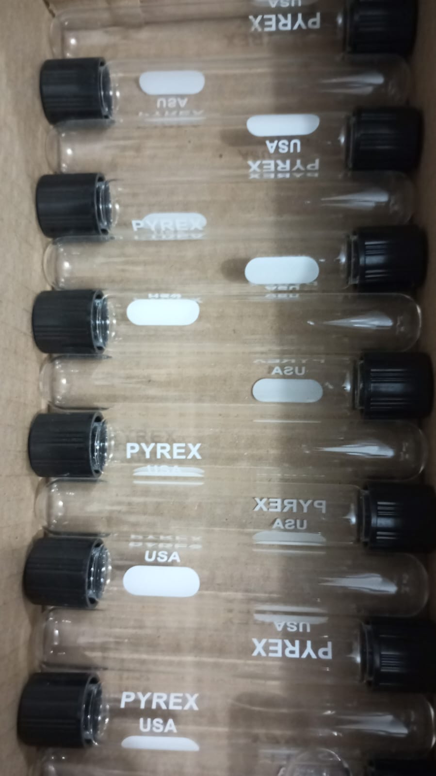 TUBO DE VIDRIO TAPA ROSCA DE 16 X 100MM CAJA X 250 UND COD 1230.101 PYREX