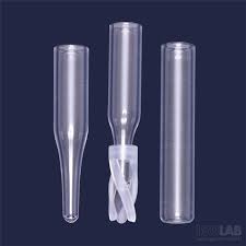 INSERTOS DE VIDRIO F/CONICO C/RESORTE DE PP DE 0.1 ML X 100 UND COD 097.05.111 ISOLAB